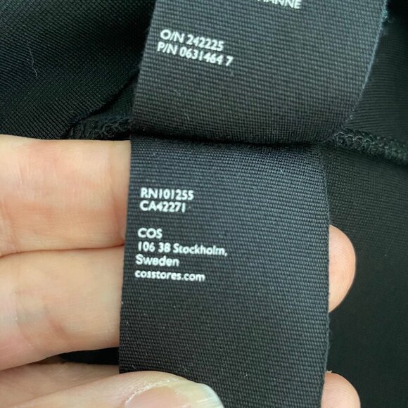 COS Minimalist Contemporary LS VNeck Lyocell Nylon Blend A Line Dress Black XS - Picture 12 of 13